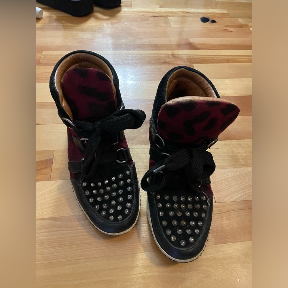 Sandro high top leopard shoes with studs